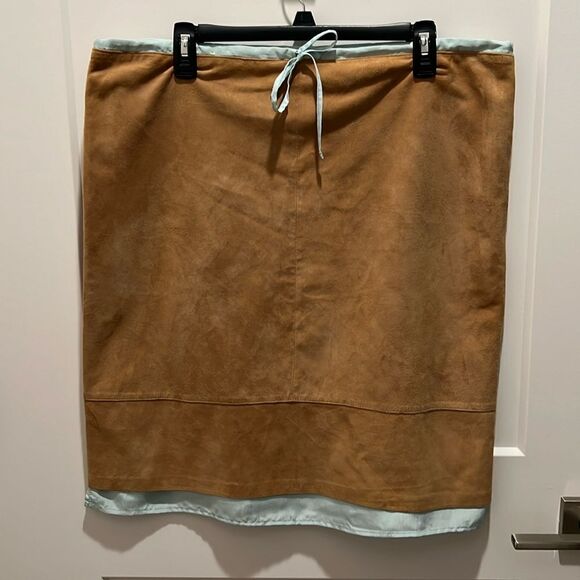 Sundance Leather and Silk Drawstring Skirt - Picture 1 of 10